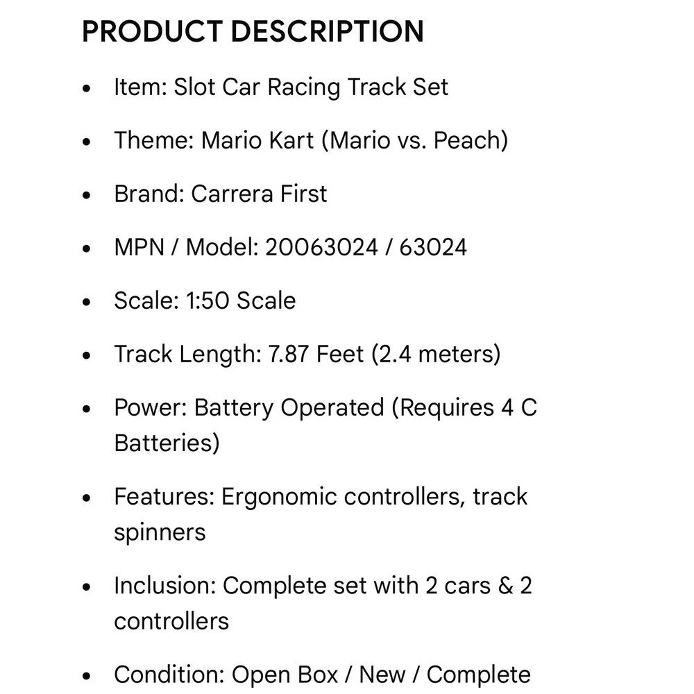Carrera First Mario Kart Slot Car Race‎ Track Set Mario vs Peach 63024 20063024